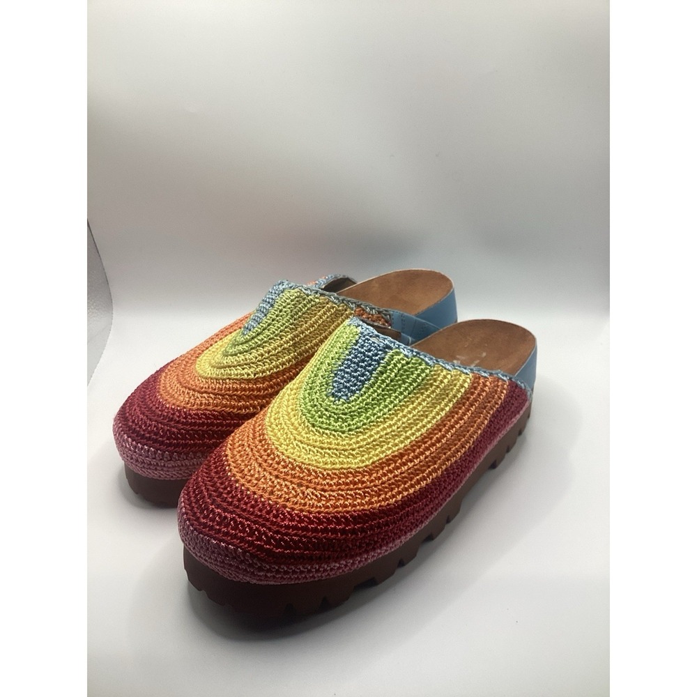chelsea and violet Cleo Rainbow Embroidered Platform Clogs. W-12 - Picture 2 of 6